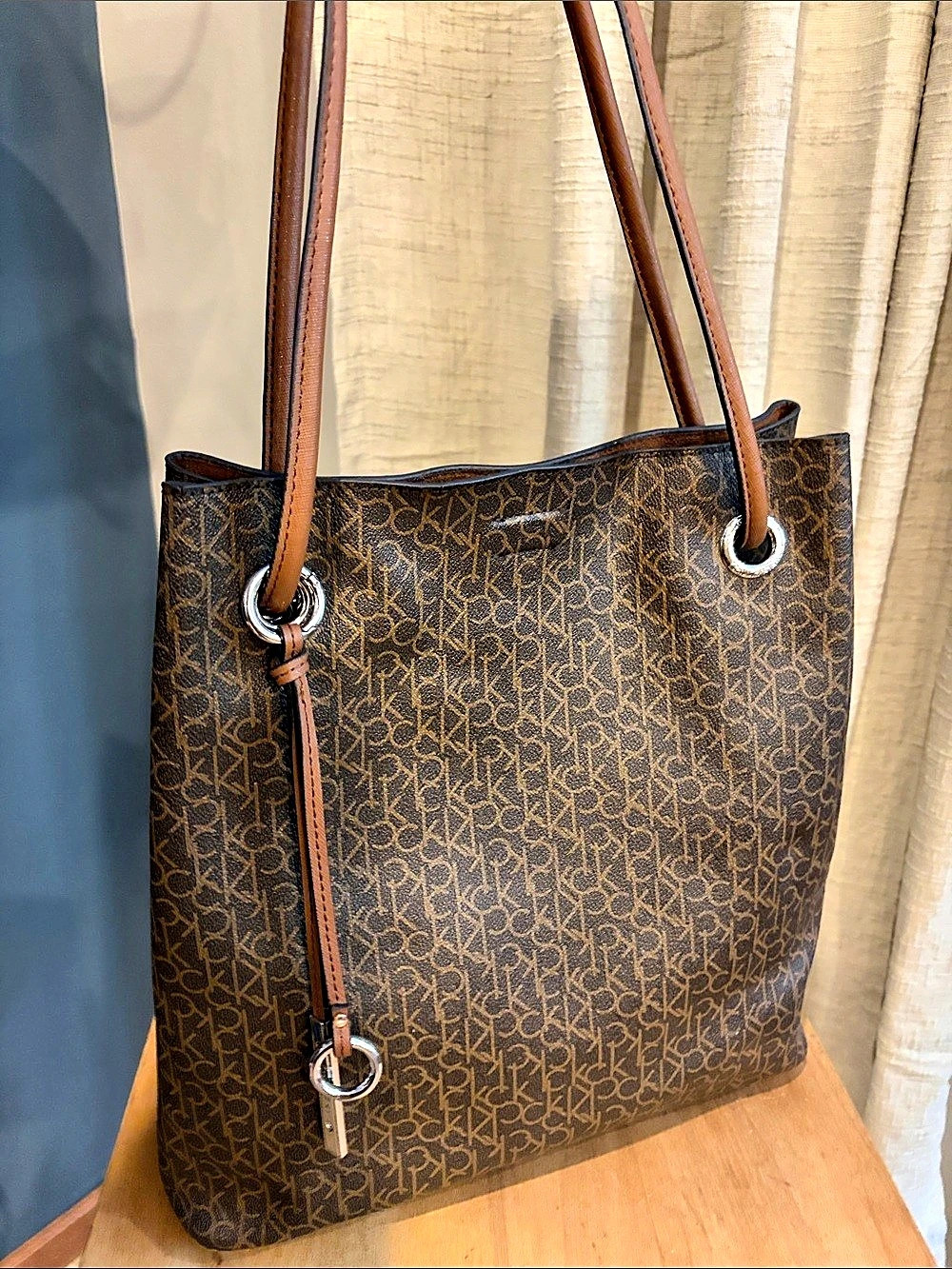 Calvin Klein CK Monogram Tote Bag Brown